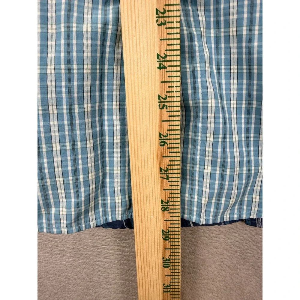 Eddie Bauer Men's Sz M Set Of Blue Striped & Plaid Button Up Pocket Front Shirts